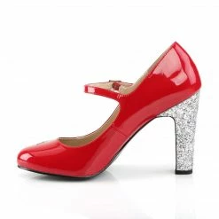 Pleaser Pink Label QUEEN-02 - Red Pat-Slv Glitter 9 Pleaser Pink Label QUEEN-02 - Red Pat-Slv Glitter