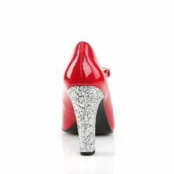 Pleaser Pink Label QUEEN-02 - Red Pat-Slv Glitter 10 Pleaser Pink Label QUEEN-02 - Red Pat-Slv Glitter