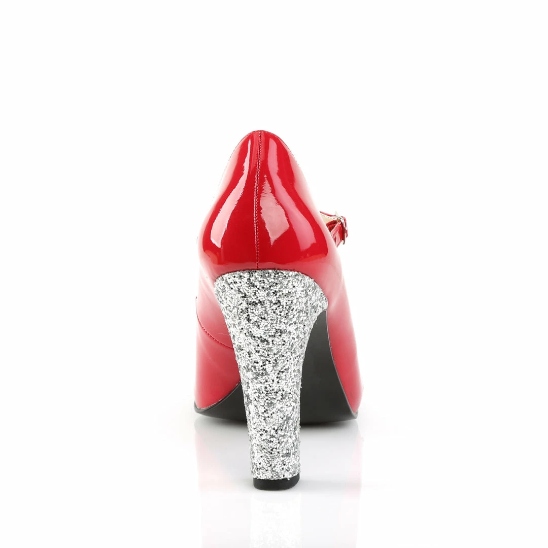 Pleaser Pink Label QUEEN-02 - Red Pat-Slv Glitter 6 Pleaser Pink Label QUEEN-02 - Red Pat-Slv Glitter