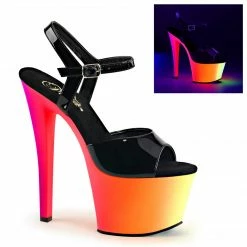 Pleaser RAINBOW-309UV - Blk Pat/Neon Multi
