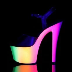 Pleaser RAINBOW-309UV - Blk Faux Leather/Neon Multi