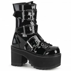 Demonia RANGER-308 - Blk Patent Punk & Goth