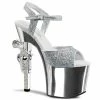 Pleaser Exotic Dancing REVOLVER-709G - Slv Multi Gltr/Slv Chrome