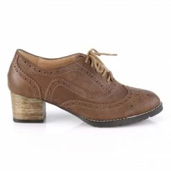 Pin Up Couture RUSSELL-34 - Brown Faux Leather