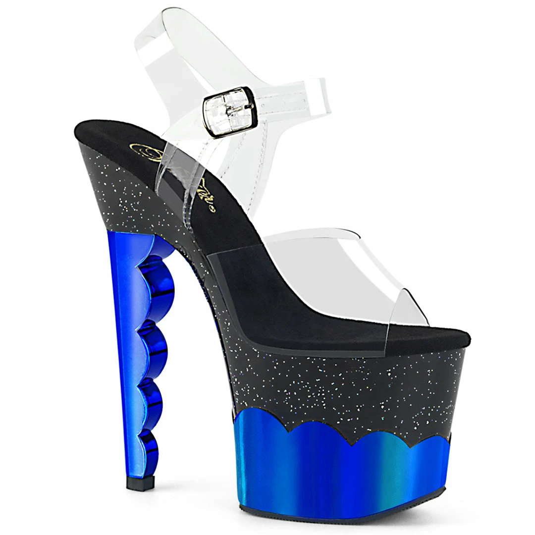 Pleaser Exotic Dancing SCALLOP-708-2HGM - Clr/Blk-Blue Hologram 3 Pleaser Exotic Dancing SCALLOP-708-2HGM - Clr/Blk-Blue Hologram