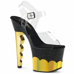 Pleaser SCALLOP-708-2HGM - Clr/Blk-Gold Hologram