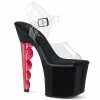 Pleaser SCALLOP-708 - Clr/Blk-Red Tinted