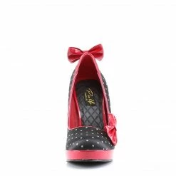 Pin Up Couture SECRET-12 - Blk Satin-Red Pat (Polka Dots Print)