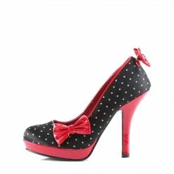 Pin Up Couture SECRET-12 - Blk Satin-Red Pat (Polka Dots Print)