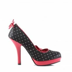 Pin Up Couture SECRET-12 - Blk Satin-Red Pat (Polka Dots Print)