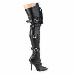 Pleaser SEDUCE-3028 - Blk Str Faux Leather