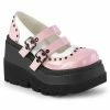 Demonia SHAKER-27 - B. Pink-Wht Patent Punk & Goth