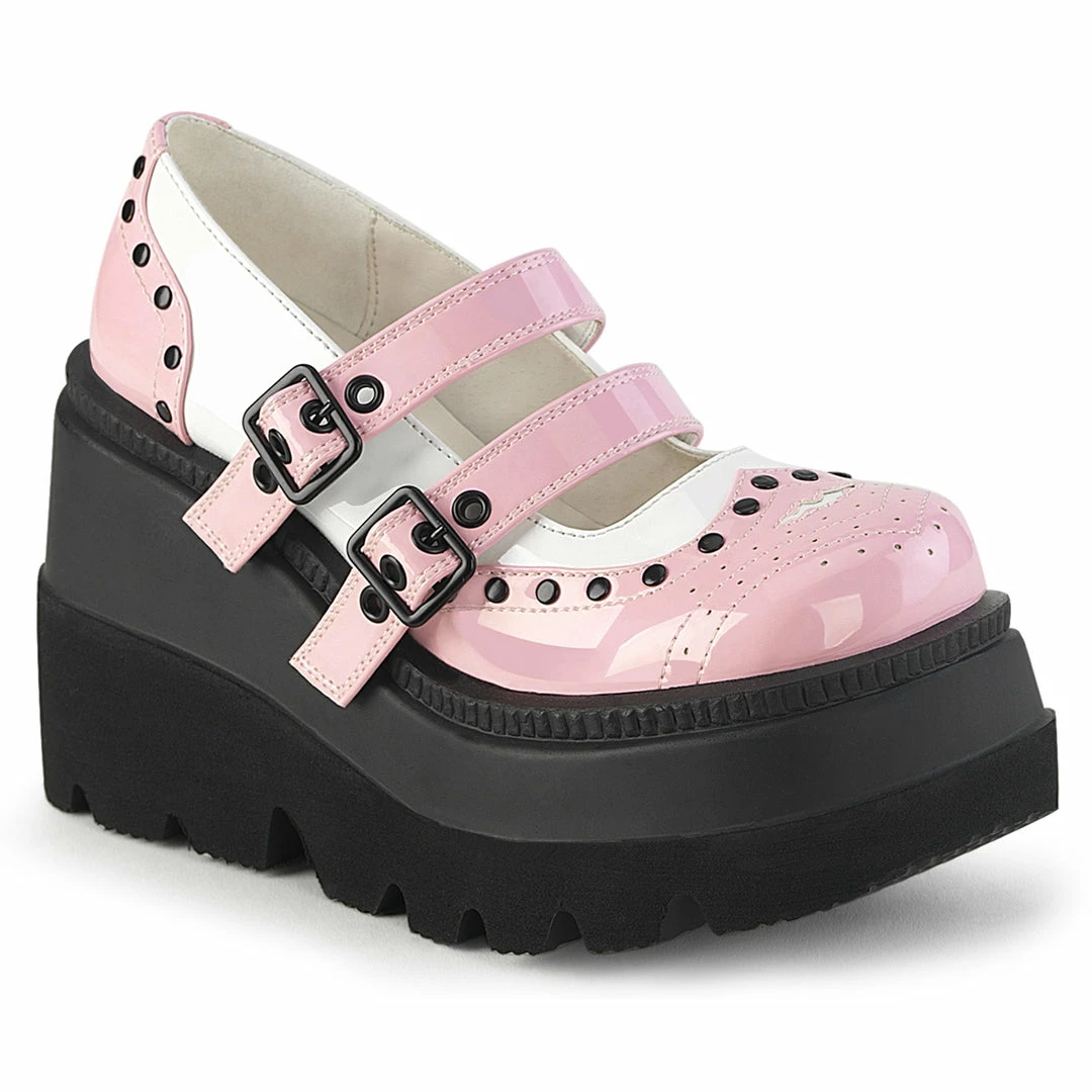 Demonia SHAKER-27 - B. Pink-Wht Patent Punk & Goth 3 Demonia SHAKER-27 - B. Pink-Wht Patent Punk & Goth
