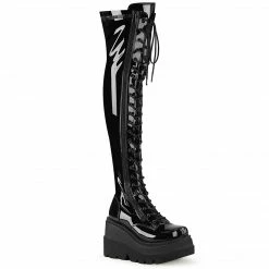 Demonia SHAKER-374 - Blk Stretch Patent