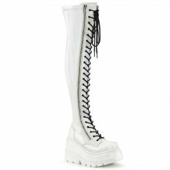 Demonia Punk & Goth SHAKER-374 - Wht Hologram Stretch Patent