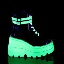 Demonia Punk & Goth SHAKER-52 - Blk Pat-UV Neon Green