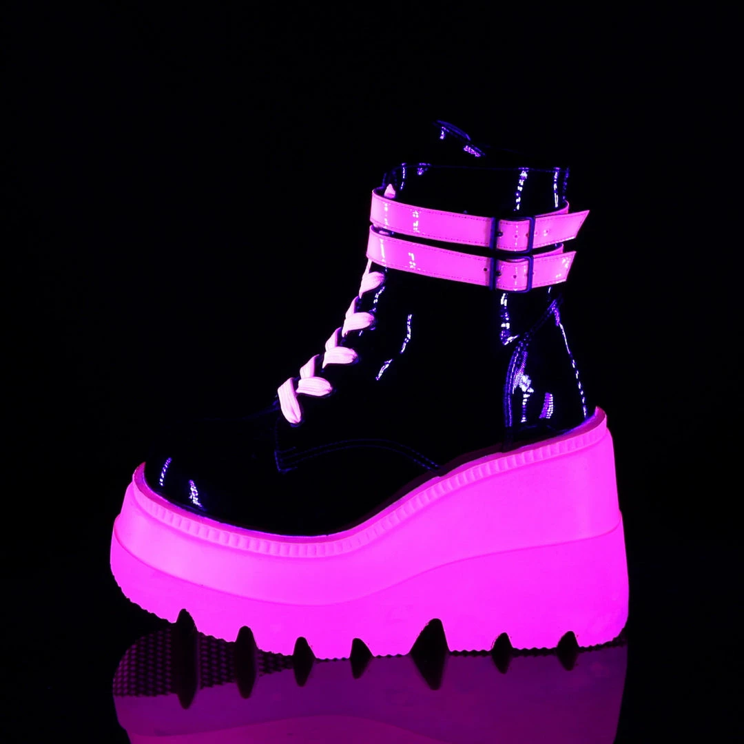 Demonia Punk & Goth SHAKER-52 - Blk Pat-UV Neon Pink 5 Demonia Punk & Goth SHAKER-52 - Blk Pat-UV Neon Pink