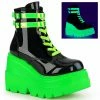 Demonia Punk & Goth SHAKER-52 - Blk Pat-UV Neon Green