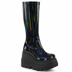 Demonia Punk & Goth SHAKER-65 - Stretch Blk Pat Holo