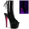 Pleaser SKY-1018TT - Blk Pat/Blk-Neon H. Pink