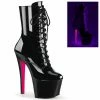 Pleaser SKY-1020TT - Blk Pat/Blk-Neon H. Pink Exotic Dancing