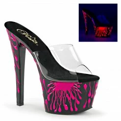 Pleaser SKY-301-5 - Clr/Blk-Neon H. Pink