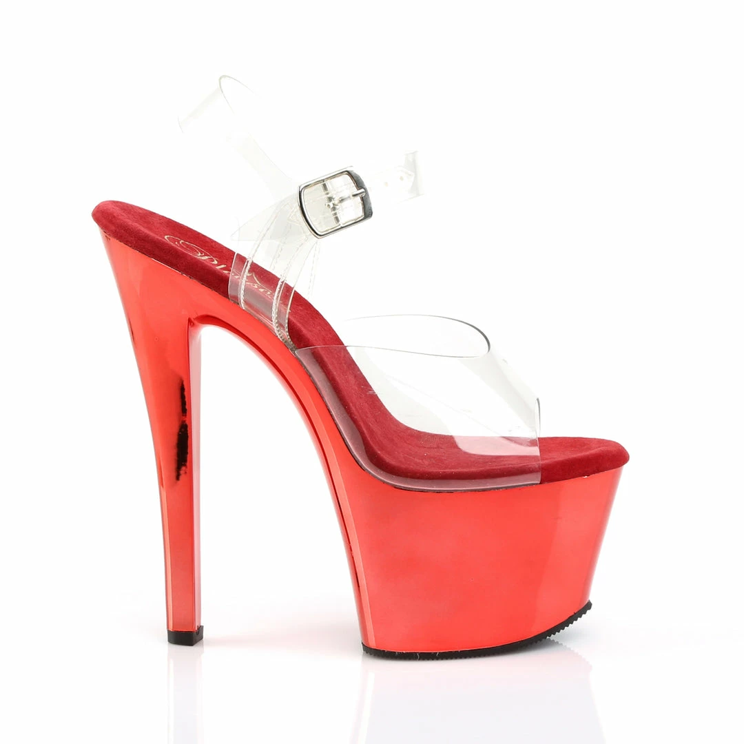Pleaser SKY-308 - Clr/Red Chrome 7 Pleaser SKY-308 - Clr/Red Chrome