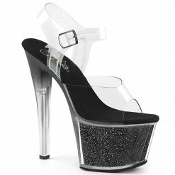Pleaser SKY-308G-T - Clr/Blk Glitter Inserts