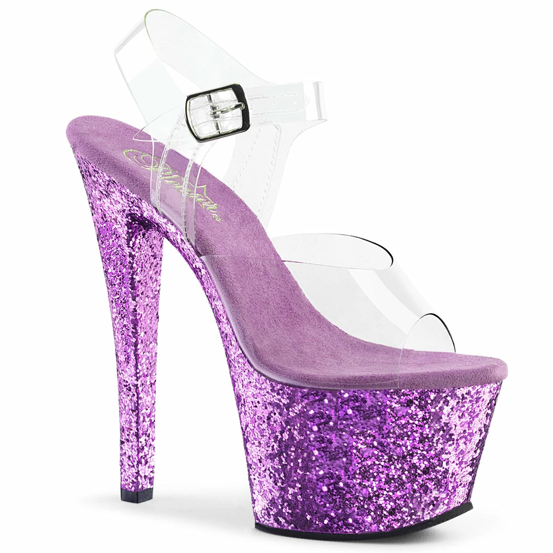 Pleaser SKY-308LG - Clr/Lavender Glitter 3 Pleaser SKY-308LG - Clr/Lavender Glitter