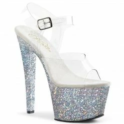 Pleaser Exotic Dancing SKY-308LG - Clr/Slv Multi Glitter