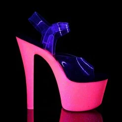 Pleaser SKY-308UVG - Clr/Neon H. Pink Glitter