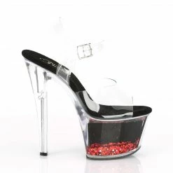 Pleaser SKY-308WHG - Clr/Blk-Red Glitter Exotic Dancing