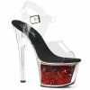 Pleaser SKY-308WHG - Clr/Blk-Red Glitter Exotic Dancing