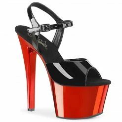 Pleaser SKY-309 - Blk Pat/Red Chrome