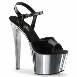 Pleaser SKY-309 - Blk Pat/Slv Chrome