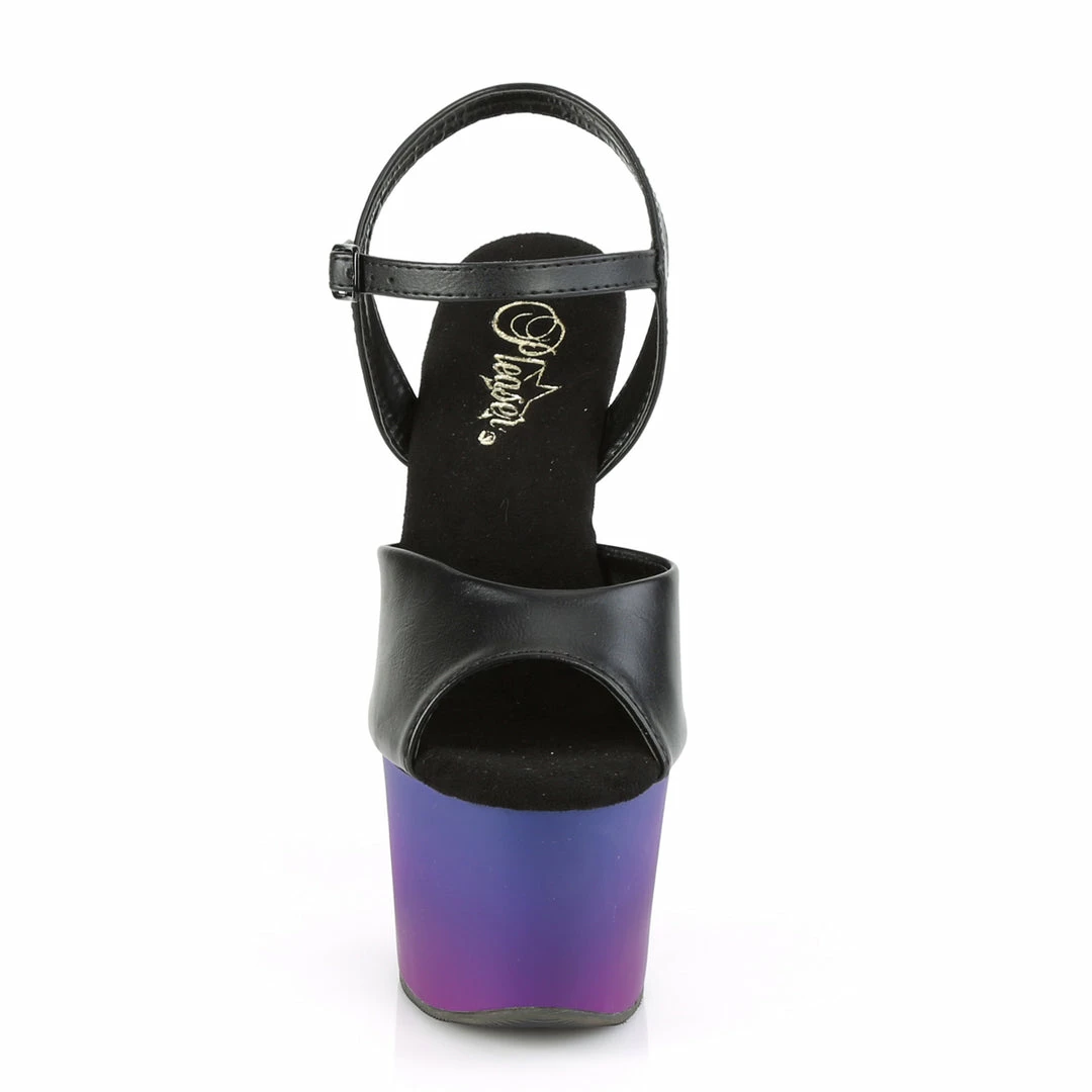 Pleaser Exotic Dancing SKY-309BP - Blk Faux Leather/Blue-Purple Ombre 4 Pleaser Exotic Dancing SKY-309BP - Blk Faux Leather/Blue-Purple Ombre