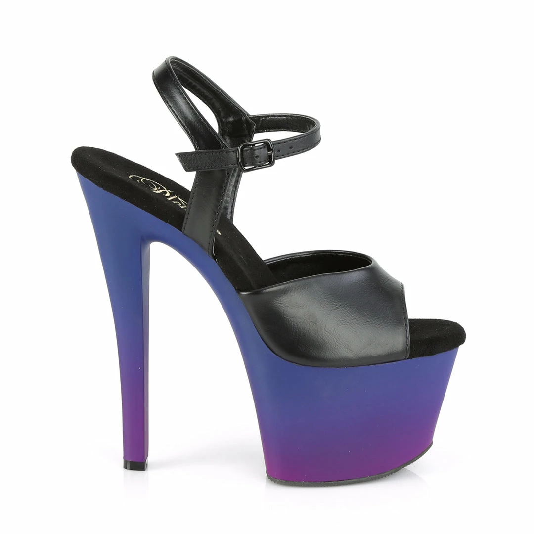 Pleaser Exotic Dancing SKY-309BP - Blk Faux Leather/Blue-Purple Ombre 7 Pleaser Exotic Dancing SKY-309BP - Blk Faux Leather/Blue-Purple Ombre