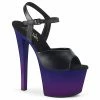 Pleaser Exotic Dancing SKY-309BP - Blk Faux Leather/Blue-Purple Ombre