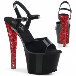 Pleaser SKY-309CHRS - Blk/Blk-Red RSTN
