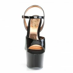 Pleaser Exotic Dancing SKY-309TT - Blk Pat/Blk-Rose Gold Chrome