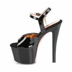 Pleaser Exotic Dancing SKY-309TT - Blk Pat/Blk-Rose Gold Chrome