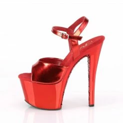 Pleaser Exotic Dancing SKY-309TTG - Red Metallic Pu/Red Chrome-Glitter