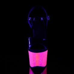 Pleaser SKY-309UVLG - Blk Pat/Neon H. Pink Glitter