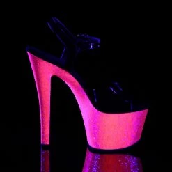 Pleaser SKY-309UVLG - Blk Pat/Neon H. Pink Glitter
