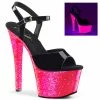 Pleaser SKY-309UVLG - Blk Pat/Neon H. Pink Glitter