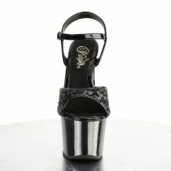 Pleaser SKY-310SQ - Blk Sequins/Pewter Chrome