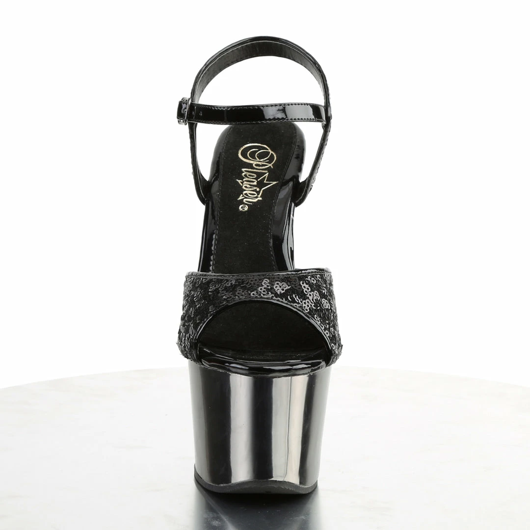 Pleaser SKY-310SQ - Blk Sequins/Pewter Chrome 4 Pleaser SKY-310SQ - Blk Sequins/Pewter Chrome