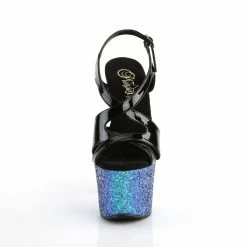 Pleaser Exotic Dancing SKY-330LG - Blk Pat/Blue Multi Glitter