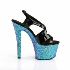 Pleaser Exotic Dancing SKY-330LG - Blk Pat/Blue Multi Glitter