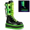 Demonia SLACKER-156 - Blk Pat-UV Neon Green Punk & Goth